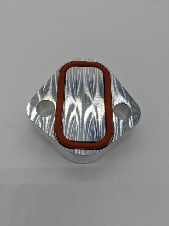 DF1070-100 – DREWFAB Fuel Pump Block-Off Plate | Fits BBC, BBF & SBF Engines | Black or Bare Aluminum with ARP Bolts and O-Ring