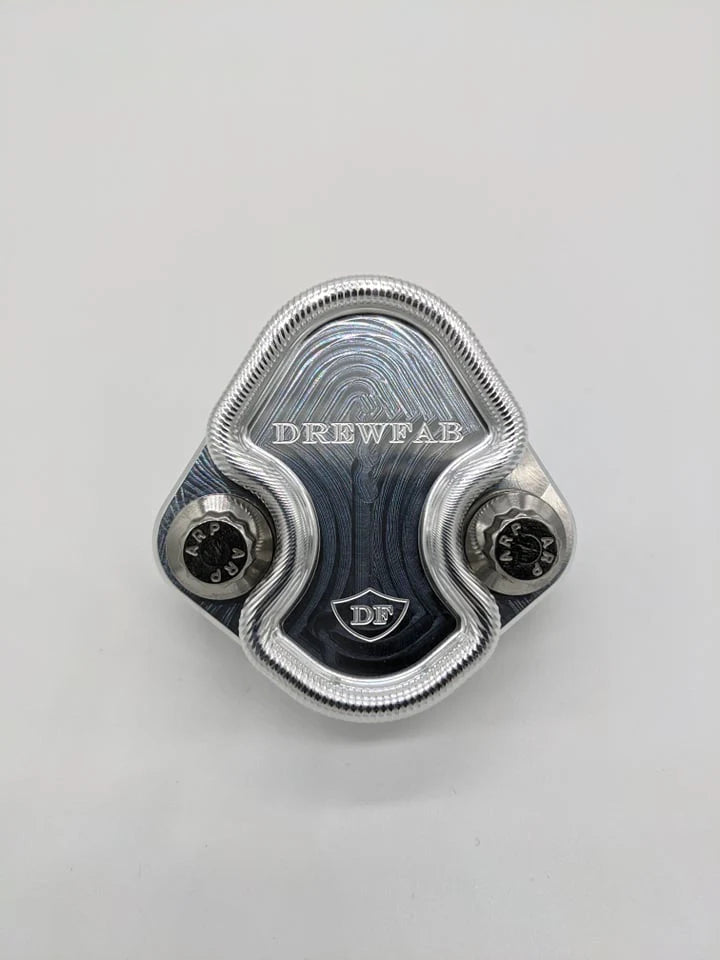 DF1070-100 – DREWFAB Fuel Pump Block-Off Plate | Fits BBC, BBF & SBF Engines | Black or Bare Aluminum with ARP Bolts and O-Ring