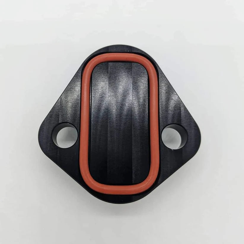 DF1070-100 – DREWFAB Fuel Pump Block-Off Plate | Fits BBC, BBF & SBF Engines | Black or Bare Aluminum with ARP Bolts and O-Ring