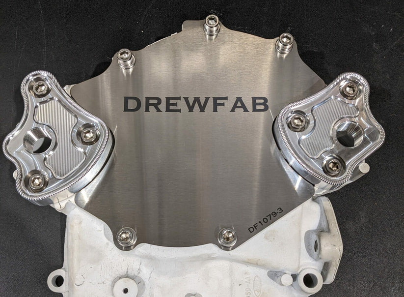 DF1079-100 DREWFAB Ford 429/460 Water Inlet Kit – Billet Aluminum, Anodized Finish