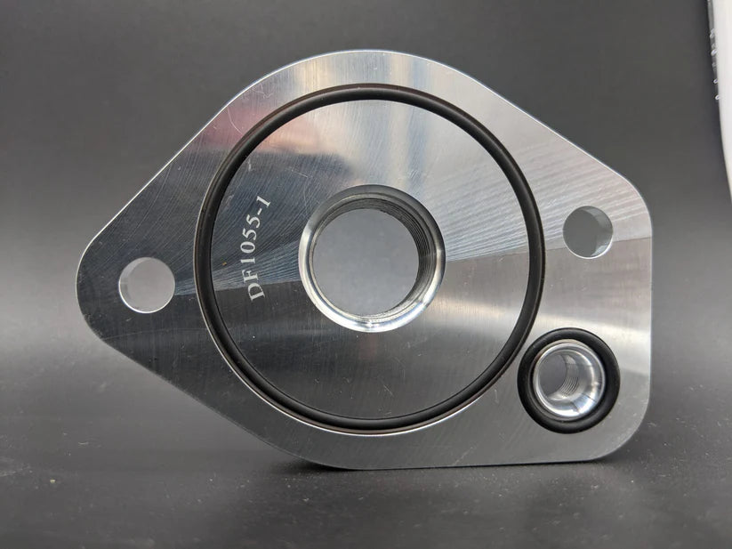 DF1055-100 – DREWFAB Small Block Ford Jet Boat Water Outlet | -10 ORB AN O-Ring Thermostat Housing, Black or Bare Aluminum