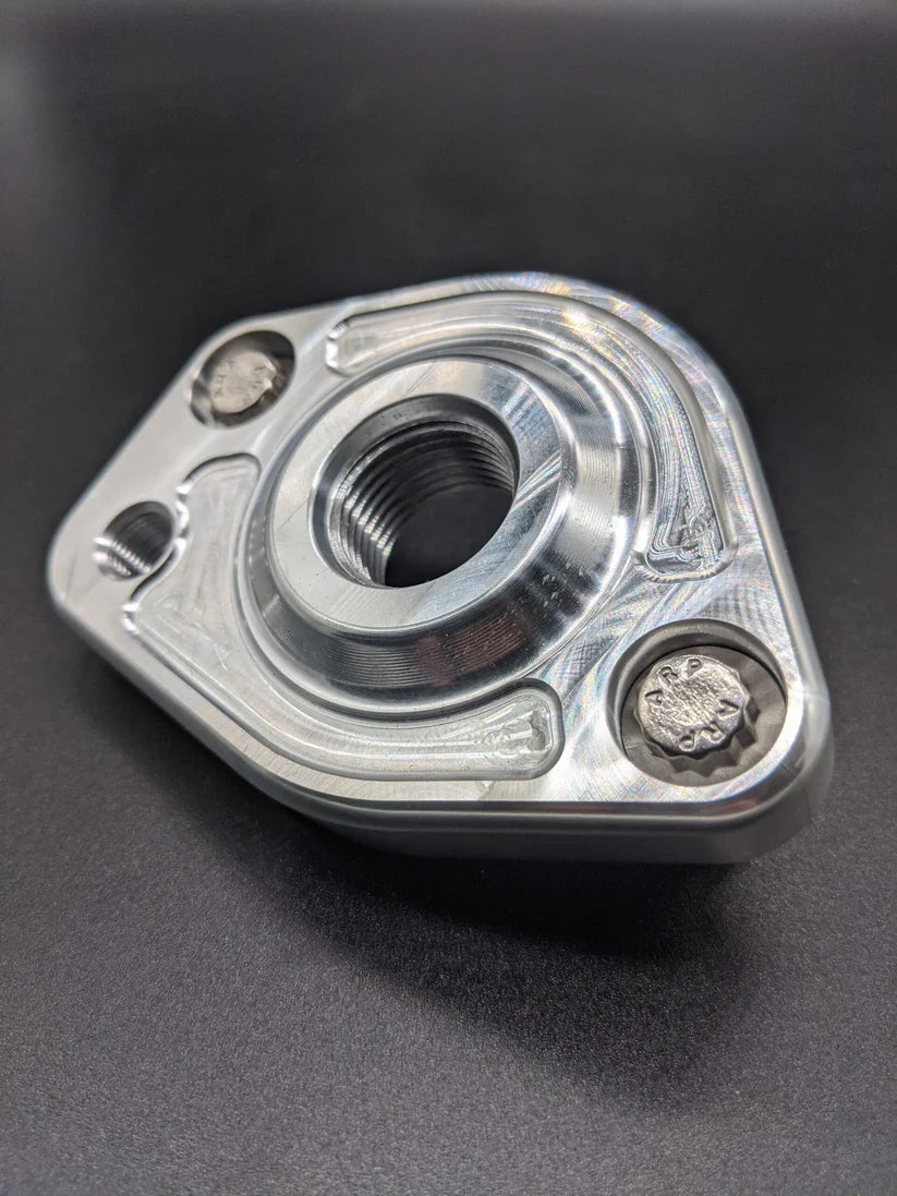 DF1055-100 – DREWFAB Small Block Ford Jet Boat Water Outlet | -10 ORB AN O-Ring Thermostat Housing, Black or Bare Aluminum